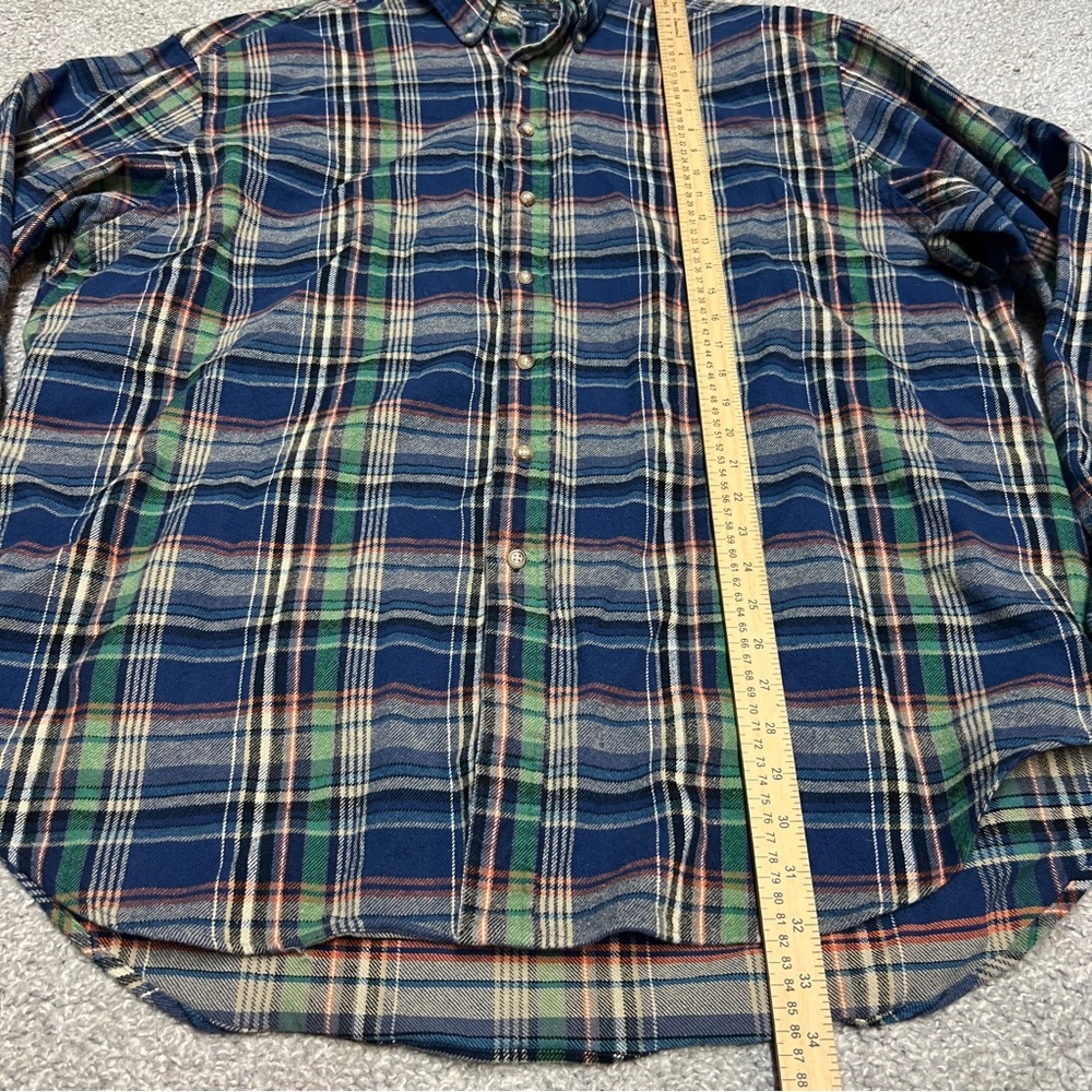 Ralph Lauren Flannel Shirt Men 3XLT Tall Blue Plaid Button Pony Thick Classic - Picture 2 of 9